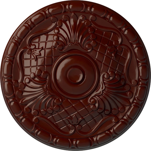Ekena Millwork Amelia Ceiling Medallion (Fits Canopies up to 4 1/8"), 15 3/4"OD x 5/8"P, Brushed Mahogany CM16AMBMF - main
